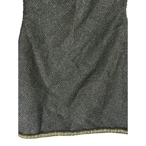 NWT Zara Black w/ Gold Detail Glittery Asymmetric One Shoulder Mini Dress Size S - Picture 6 of 9
